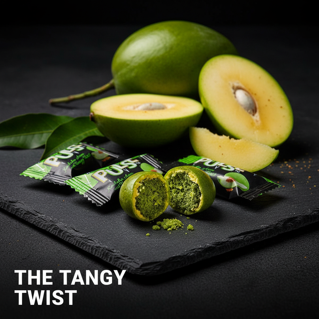 Pulse candy with fresh raw mangoes - professional classy product shot