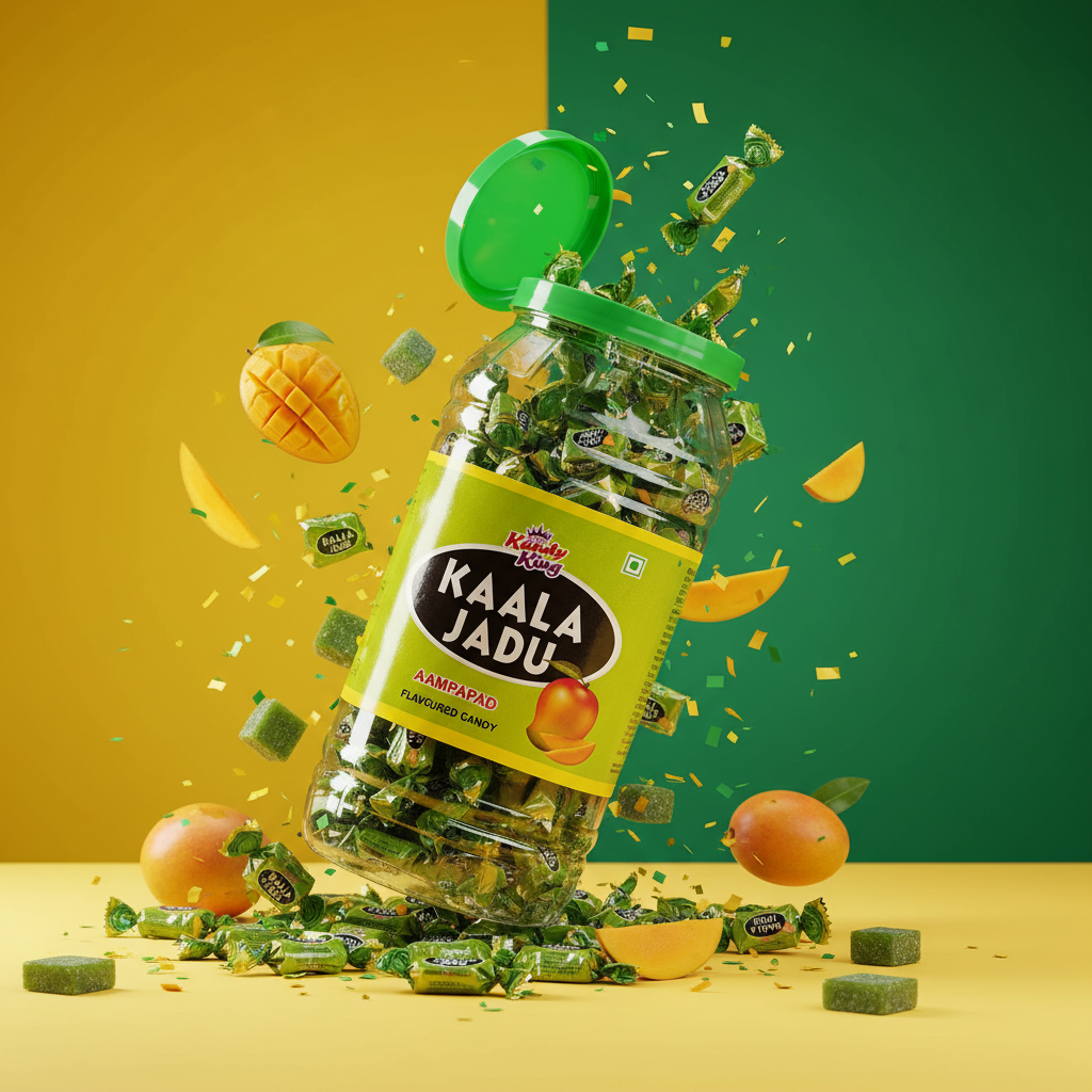 Kandy King Kaala Jadu Aampapad mango flavoured candy fun professional product shot