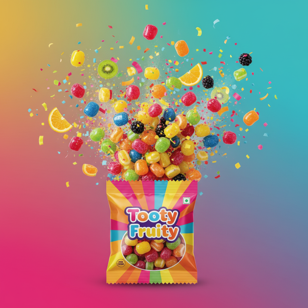 Tooty Fruity candy pack of 20 assorted fruit flavors fun professional product shot