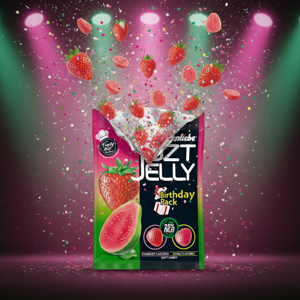 Alpenliebe Juzt Jelly Birthday Pack fun professional product shot